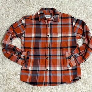 NWT Goodfellow & Co Men’s Flannel Shirt Size Small Rust Orange Plaid button Up